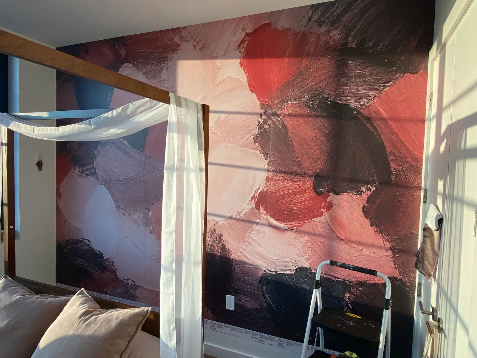 Room after mural wallpaper installation in Bronx, NY