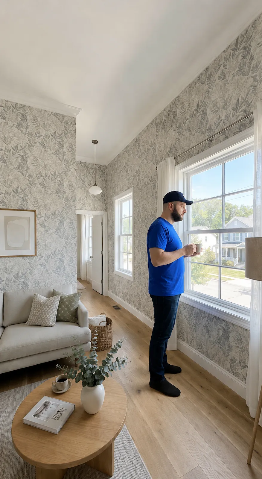 Decorative room illustration with wallpaper