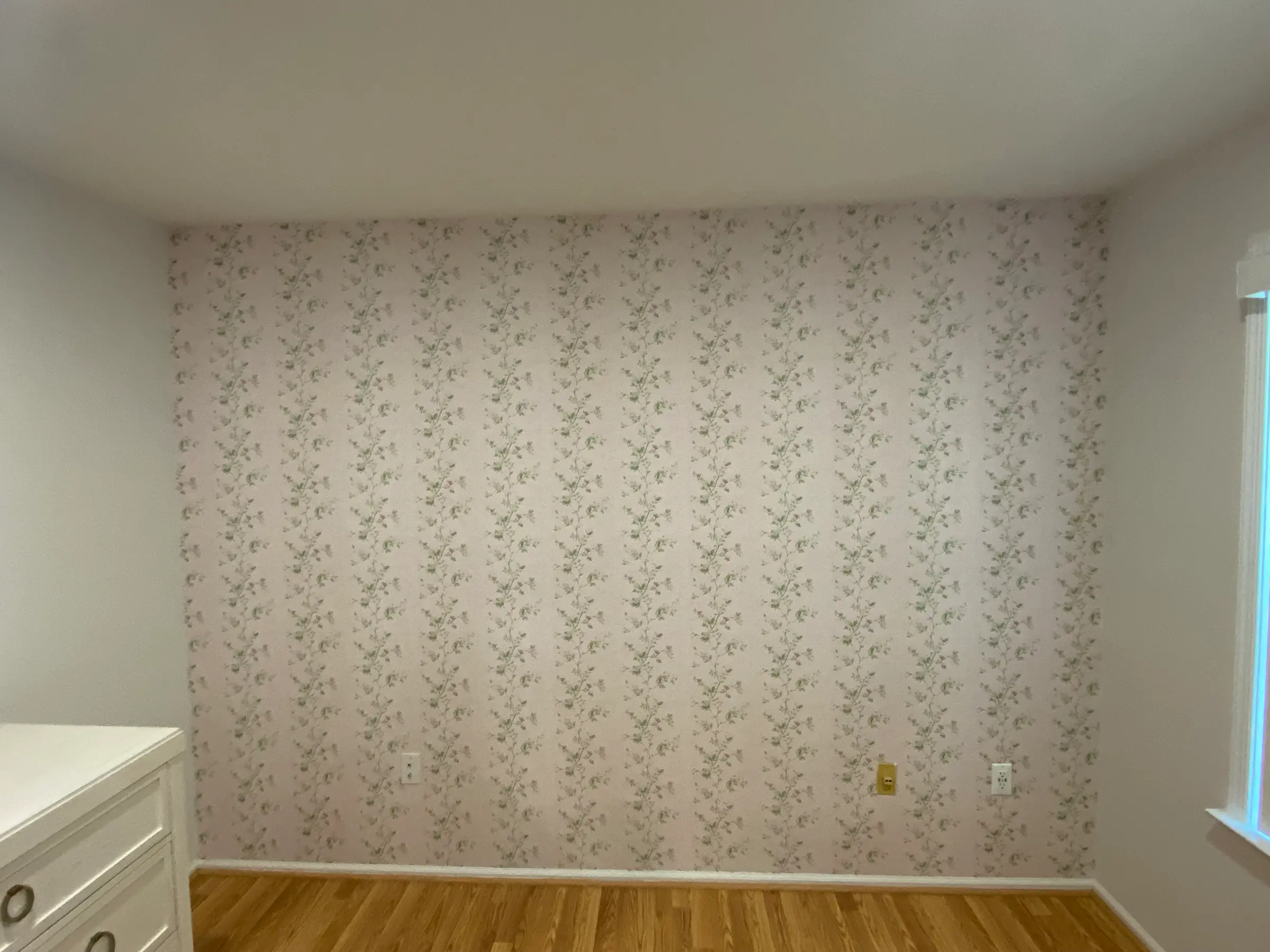 Room after wallpaper installation in Englewood, NJ